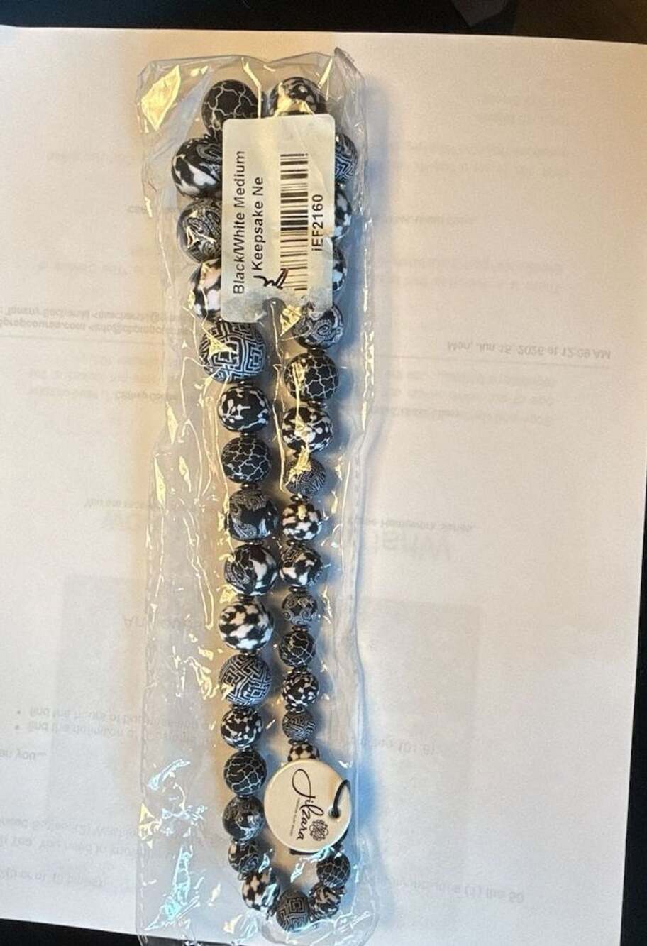 Jilzara Black/White Medium Keepsake Necklace
